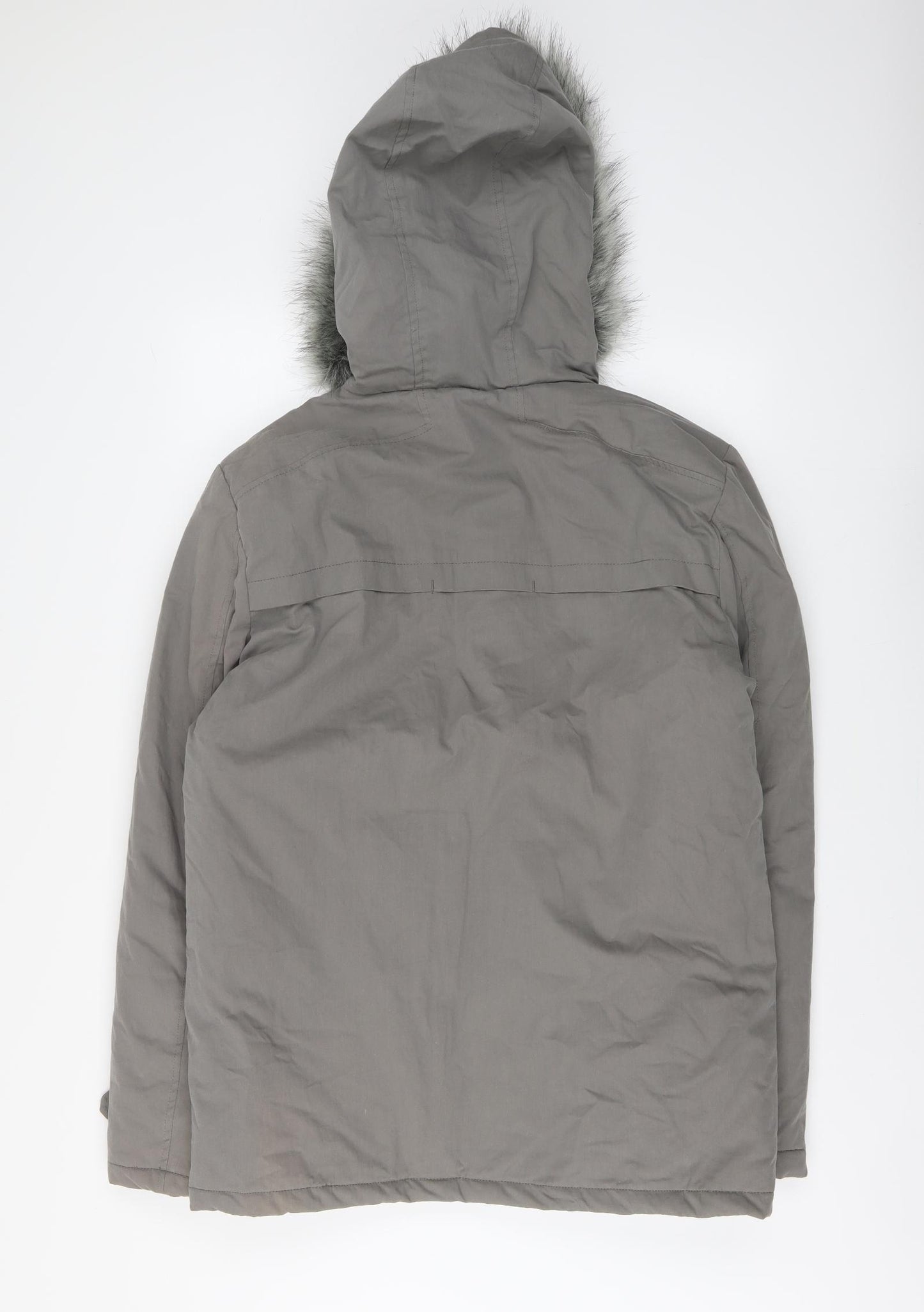 New Look Mens Grey Parka Jacket Size M Zip