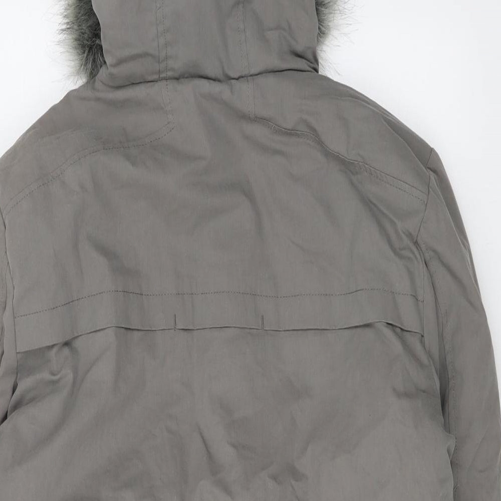 New Look Mens Grey Parka Jacket Size M Zip