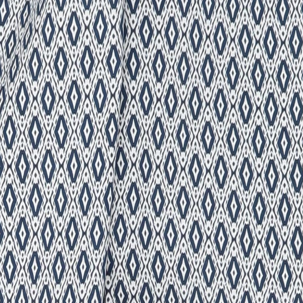H&M Womens Blue Geometric Cotton Chino Trousers Size 32 L26 in Regular Button