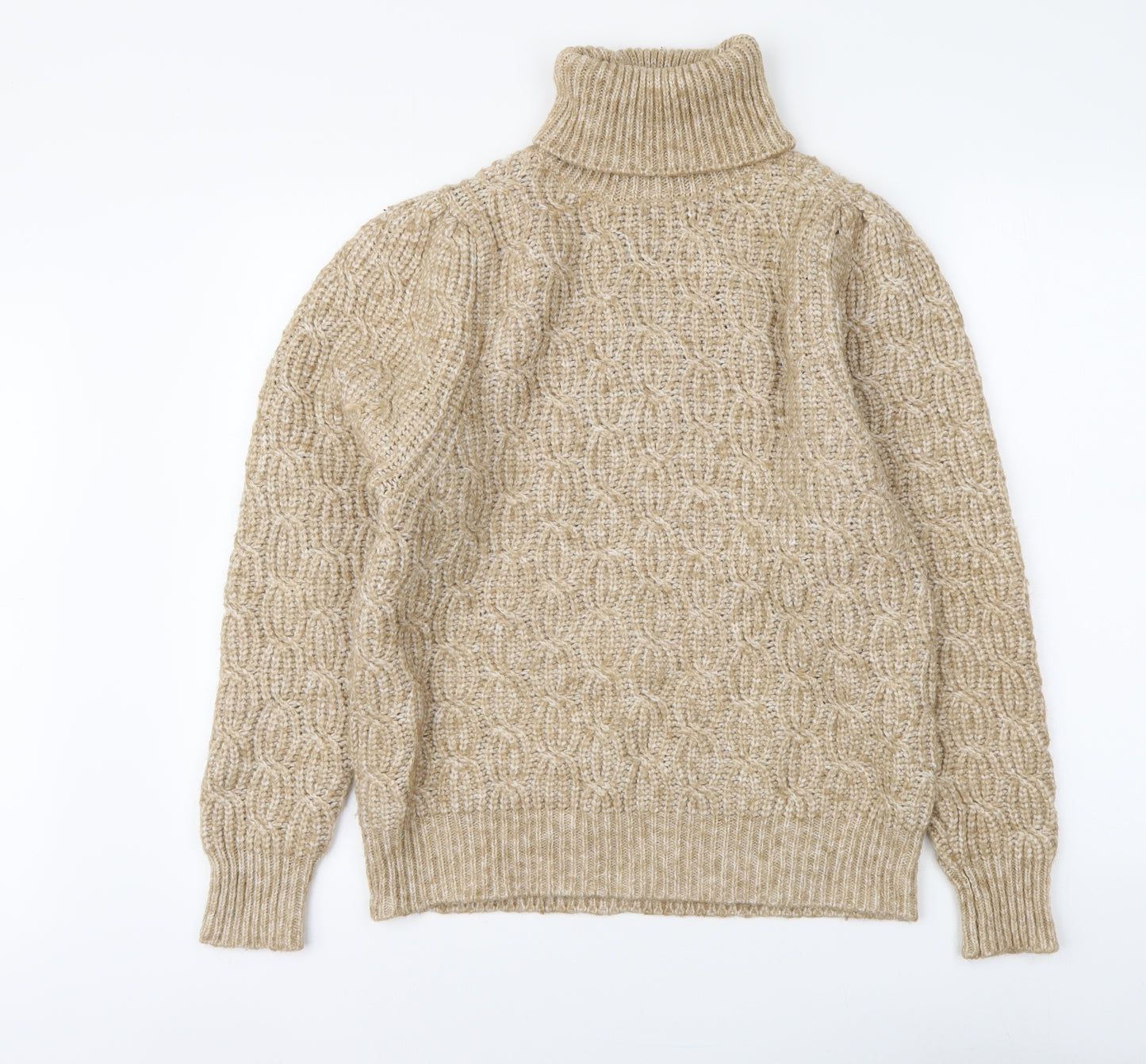 Primark Womens Beige Roll Neck Polyethylene Pullover Jumper Size M
