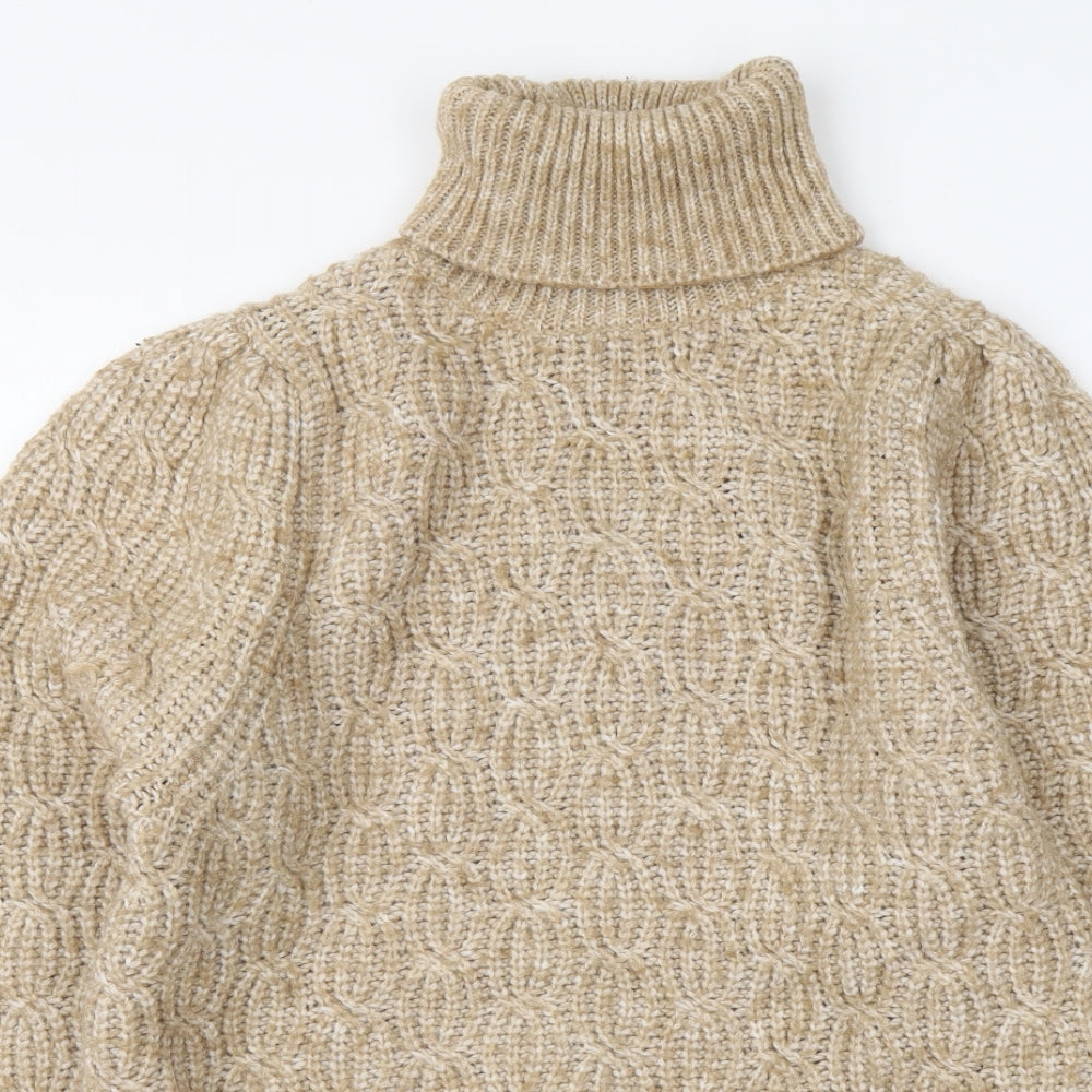 Primark Womens Beige Roll Neck Polyethylene Pullover Jumper Size M