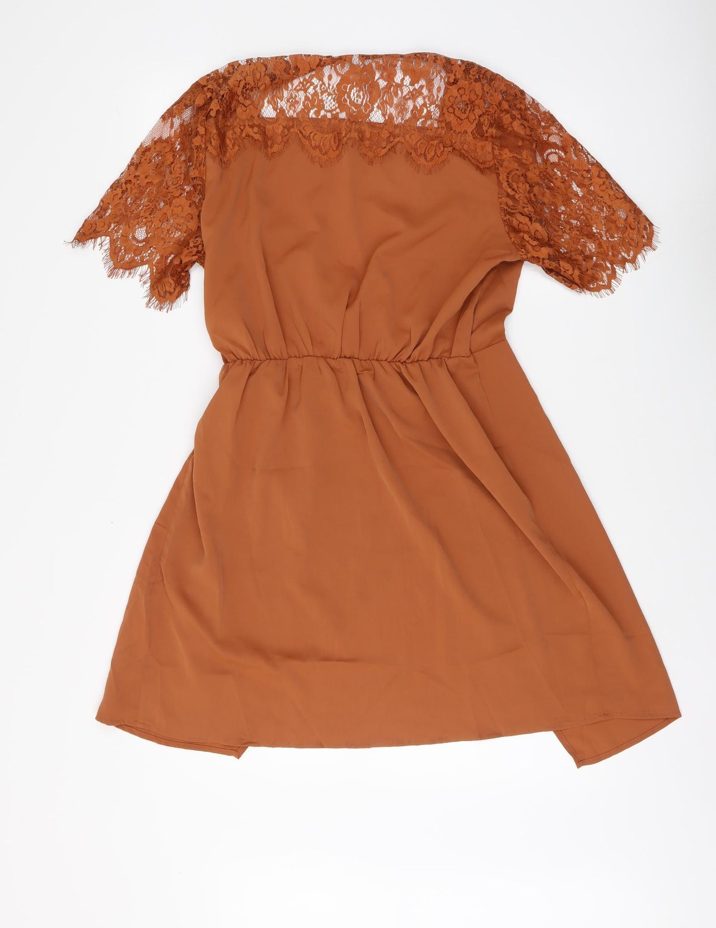 Golden Live Womens Brown Polyester Wrap Dress Size M V-Neck Pullover