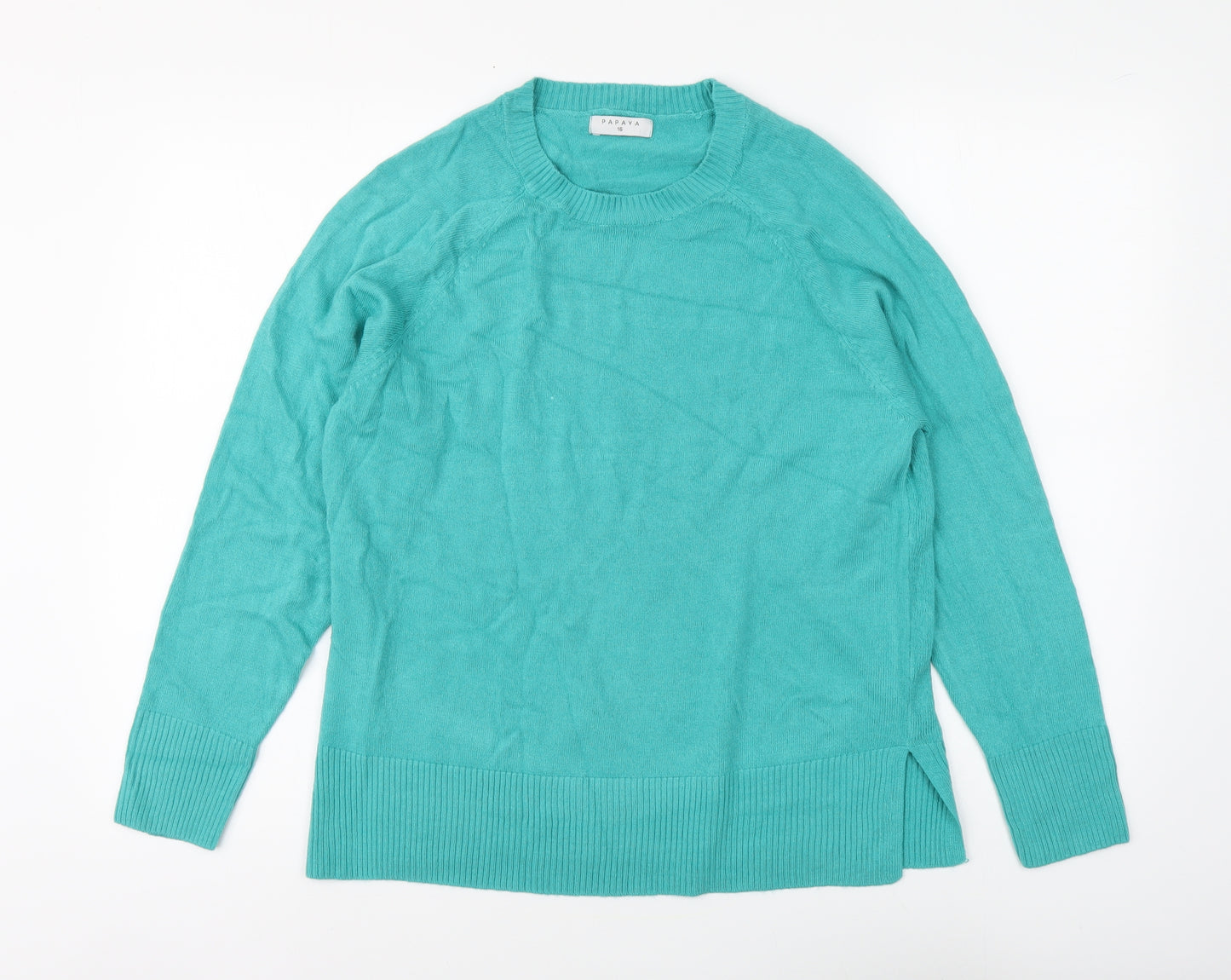 Papaya Womens Blue Round Neck Acrylic Pullover Jumper Size 16