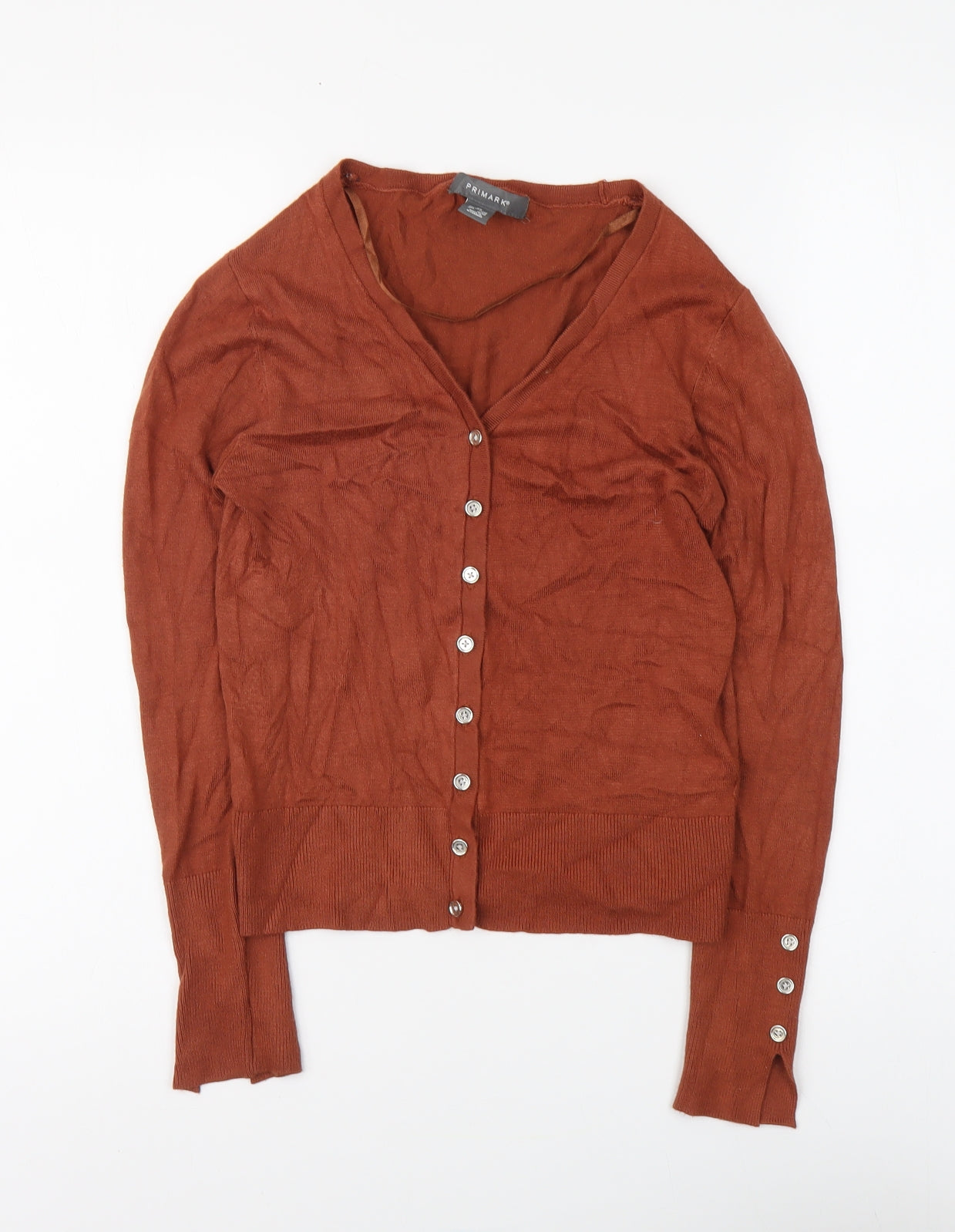 Primark Womens Brown V-Neck Viscose Cardigan Jumper Size XS