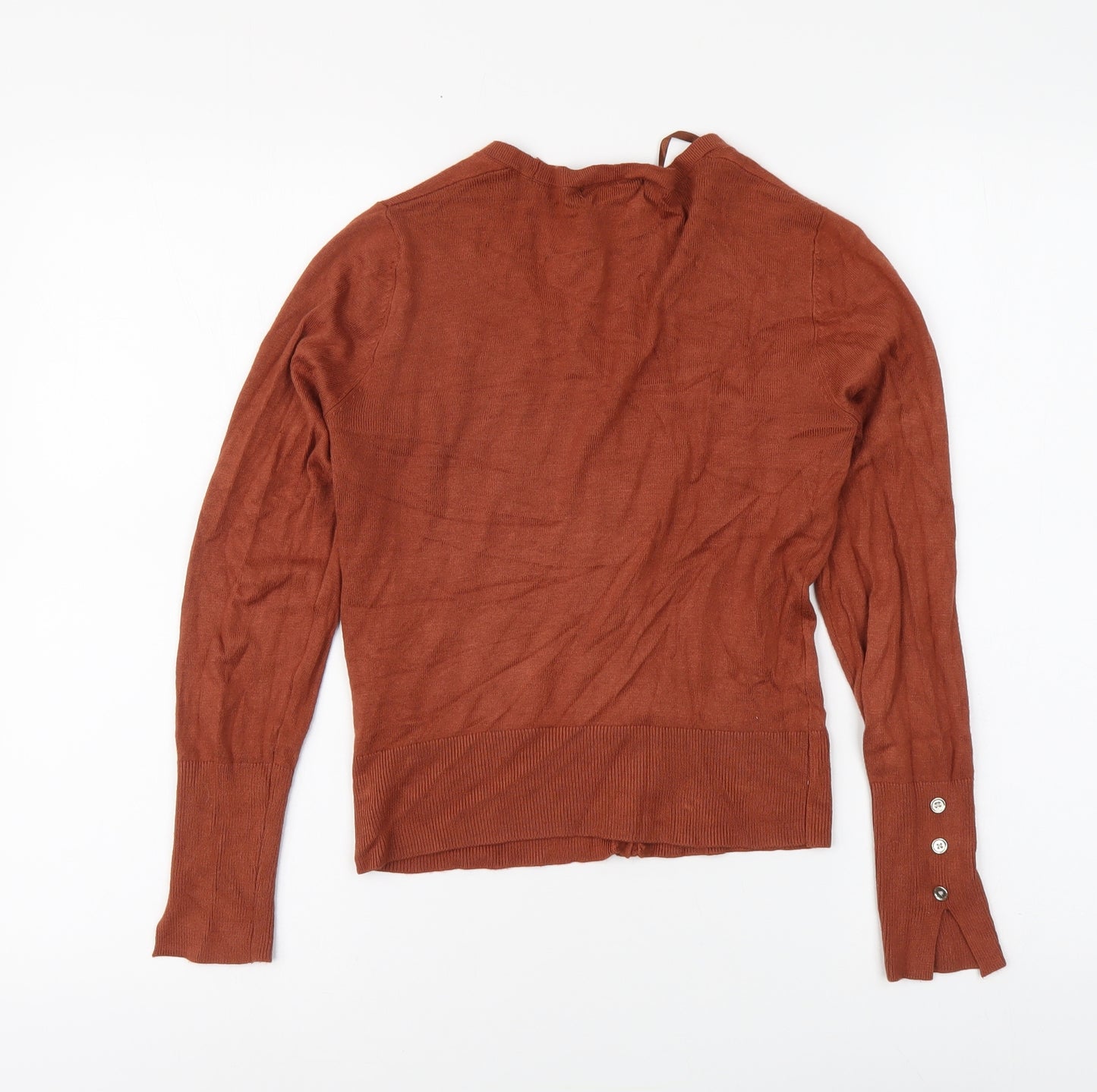 Primark Womens Brown V-Neck Viscose Cardigan Jumper Size XS