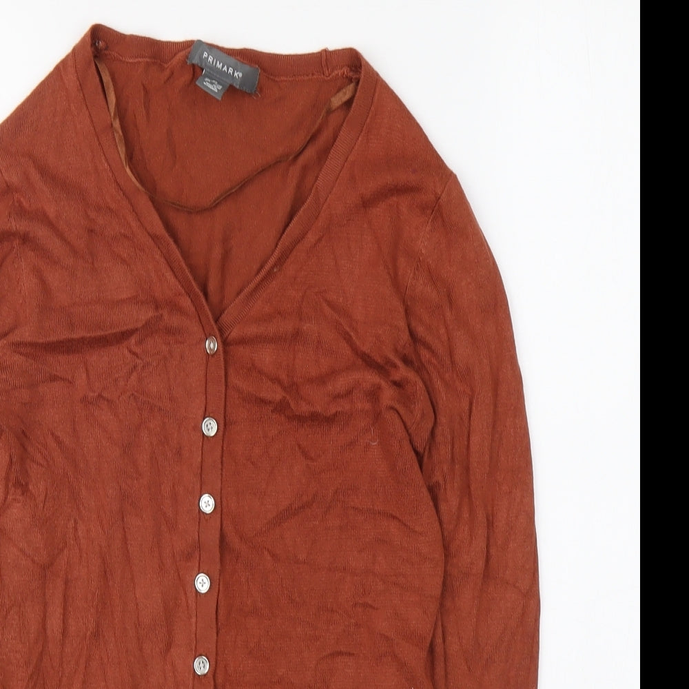 Primark Womens Brown V-Neck Viscose Cardigan Jumper Size XS