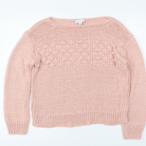 Warehouse Womens Pink Round Neck Acrylic Pullover Jumper Size 12