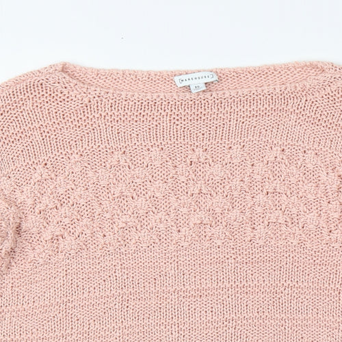 Warehouse Womens Pink Round Neck Acrylic Pullover Jumper Size 12