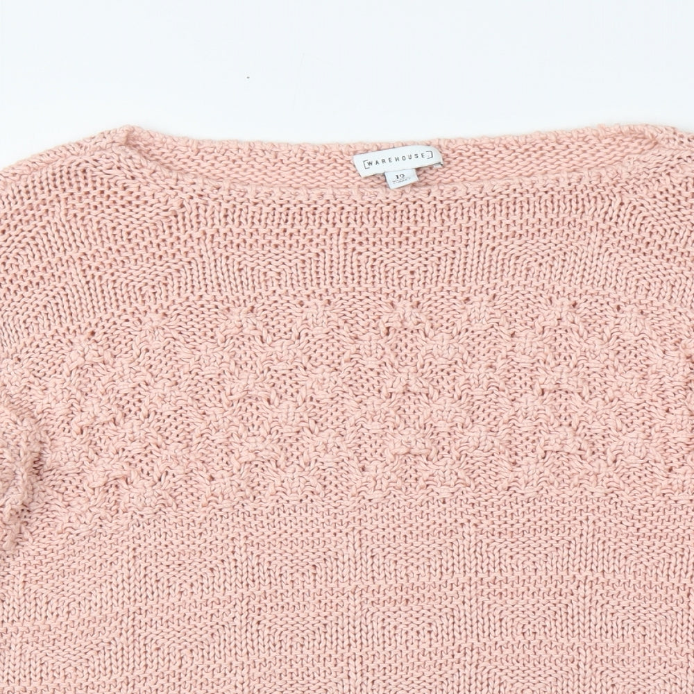 Warehouse Womens Pink Round Neck Acrylic Pullover Jumper Size 12