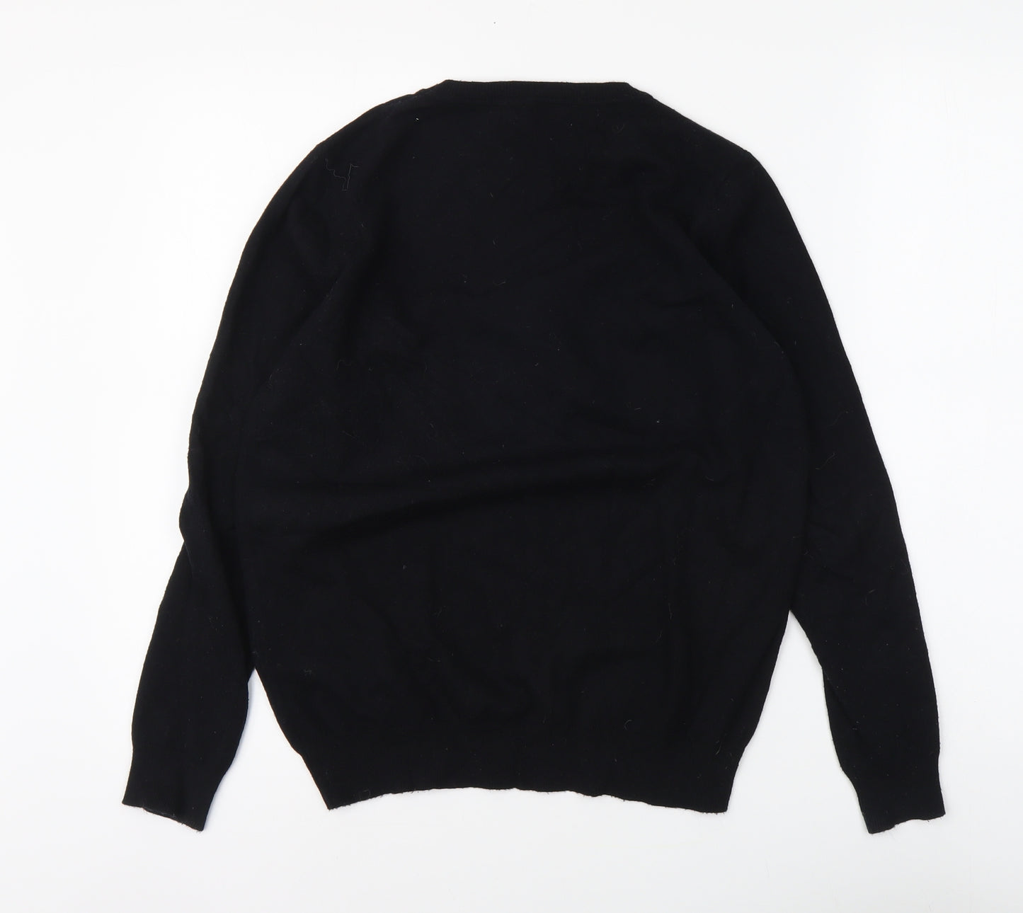 Lipys Womens Black Round Neck Viscose Pullover Jumper Size 12 - Christmas Robins