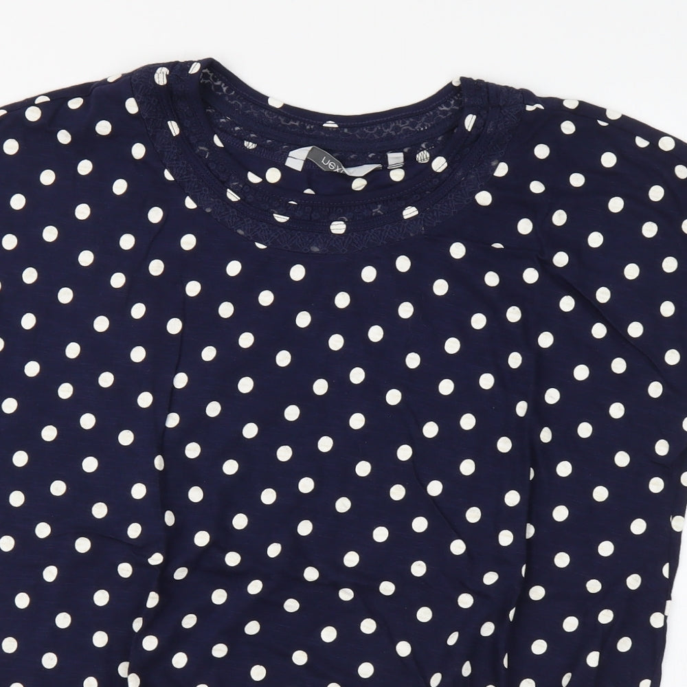 NEXT Womens Blue Polka Dot Cotton Basic T-Shirt Size 14 Round Neck