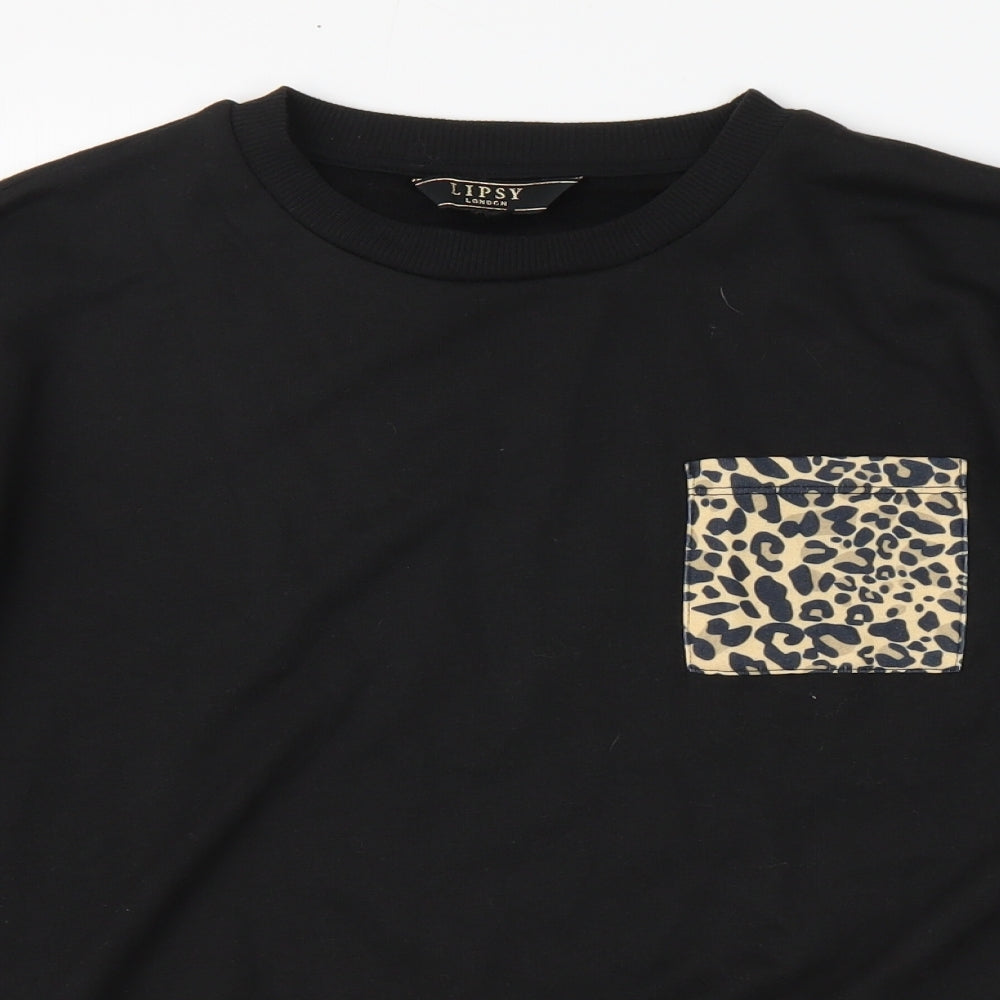 Lipsy Womens Black Animal Print Cotton Pullover Sweatshirt Size M Pullover