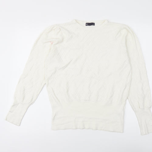 Marks and Spencer Womens White Round Neck Viscose Pullover Jumper Size 14