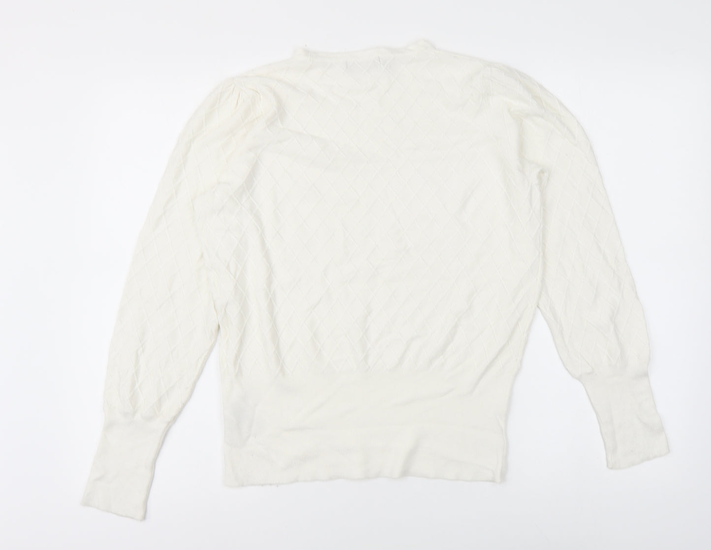 Marks and Spencer Womens White Round Neck Viscose Pullover Jumper Size 14