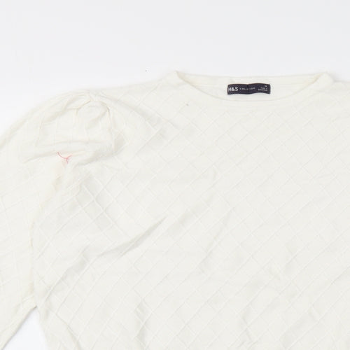 Marks and Spencer Womens White Round Neck Viscose Pullover Jumper Size 14
