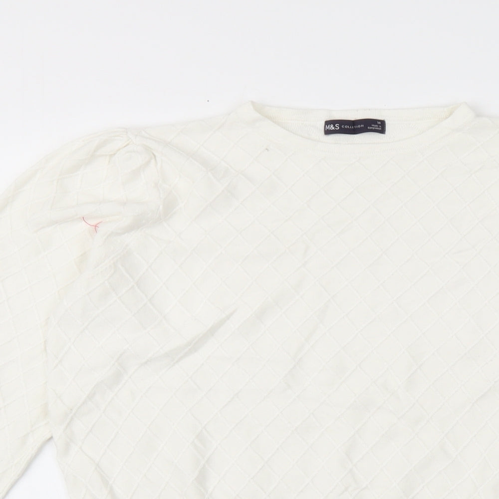 Marks and Spencer Womens White Round Neck Viscose Pullover Jumper Size 14