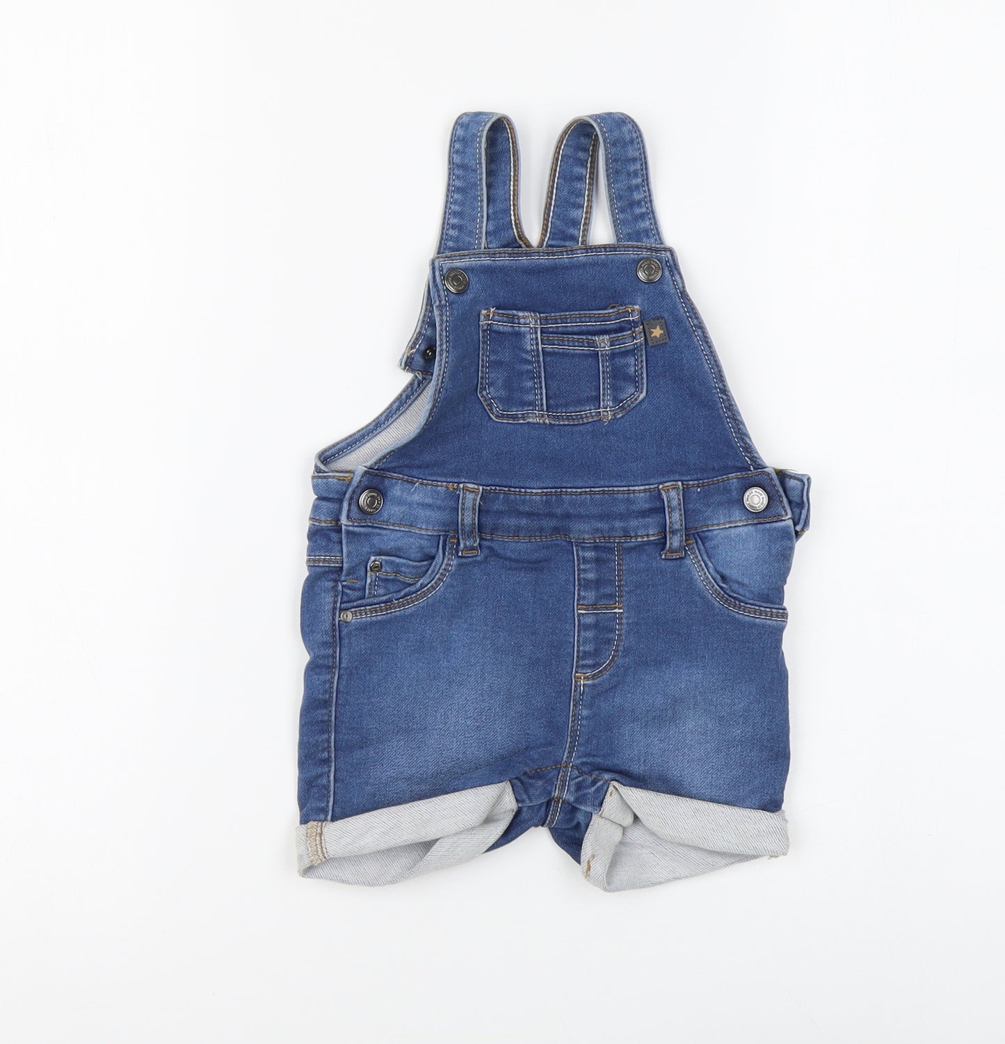 Primark Baby Blue Cotton Dungaree One-Piece Size 18-24 Months Pullover