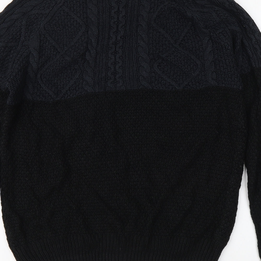 Cedar Wood State Mens Black Round Neck Acrylic Pullover Jumper Size S