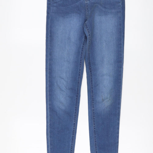 Miss Selfridge Womens Blue Cotton Skinny Jeans Size 6 L27 in Regular Button