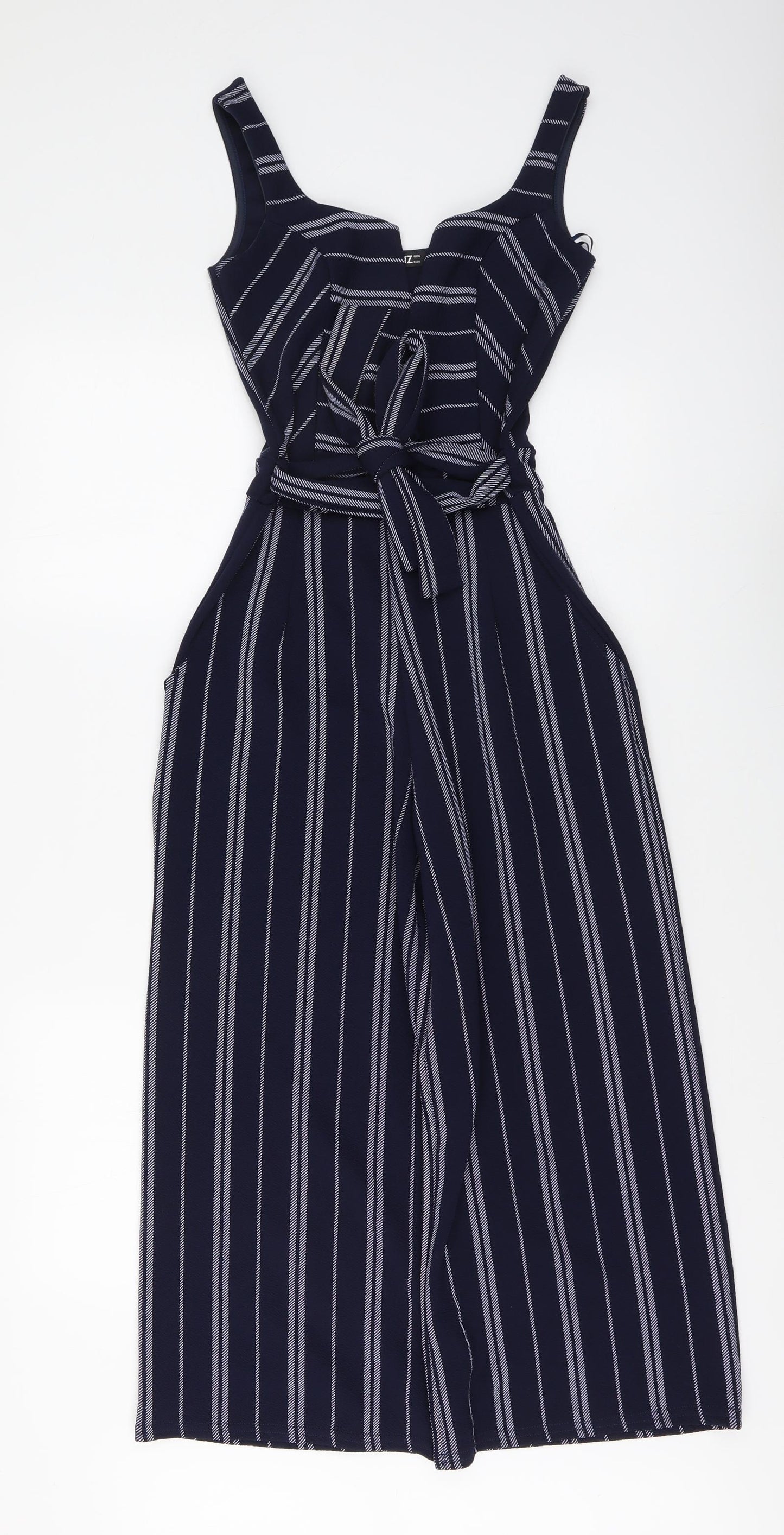 Quiz Womens Blue Striped Polyester Jumpsuit One-Piece Size 34