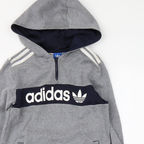 adidas Boys Green Polyester Pullover Hoodie Size 11-12 Years Pullover