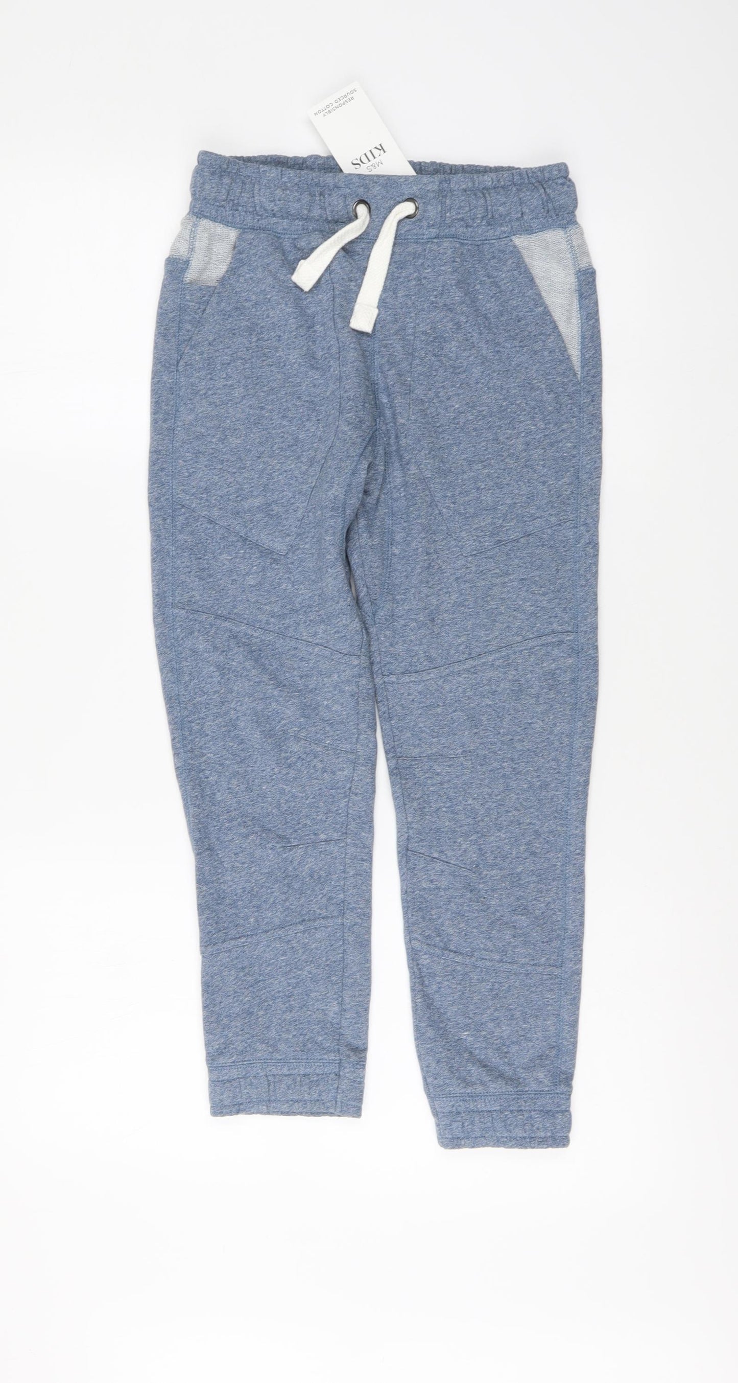 Marks and Spencer Boys Blue Cotton Jegging Trousers Size 9-10 Years Regular Button