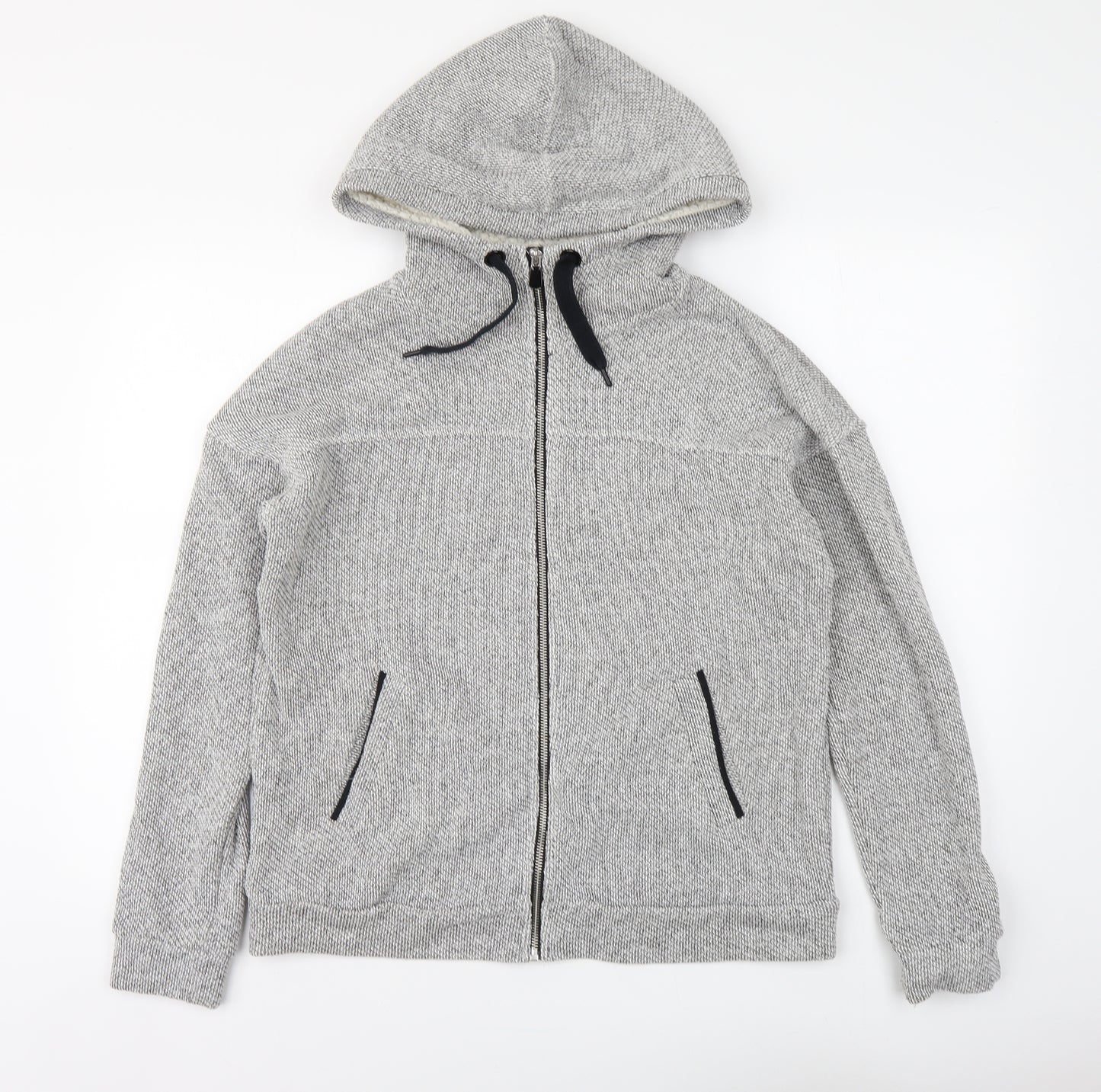 NEXT Womens Grey Cotton Full Zip Hoodie Size 12 Zip