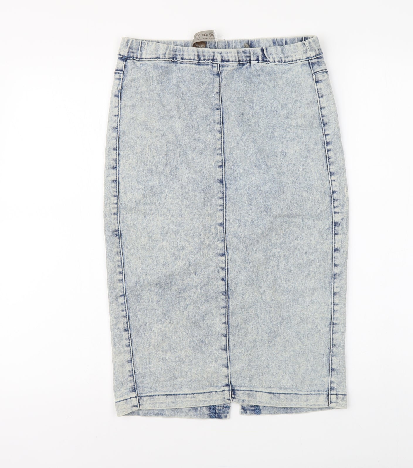 Denim & Co. Womens Blue Cotton A-Line Skirt Size 10 Button