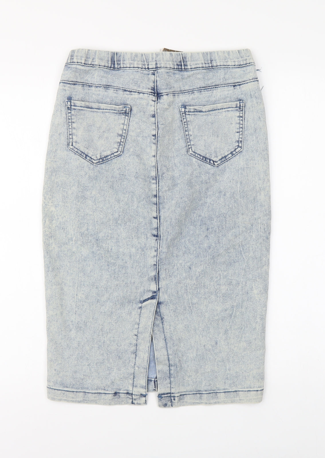 Denim & Co. Womens Blue Cotton A-Line Skirt Size 10 Button