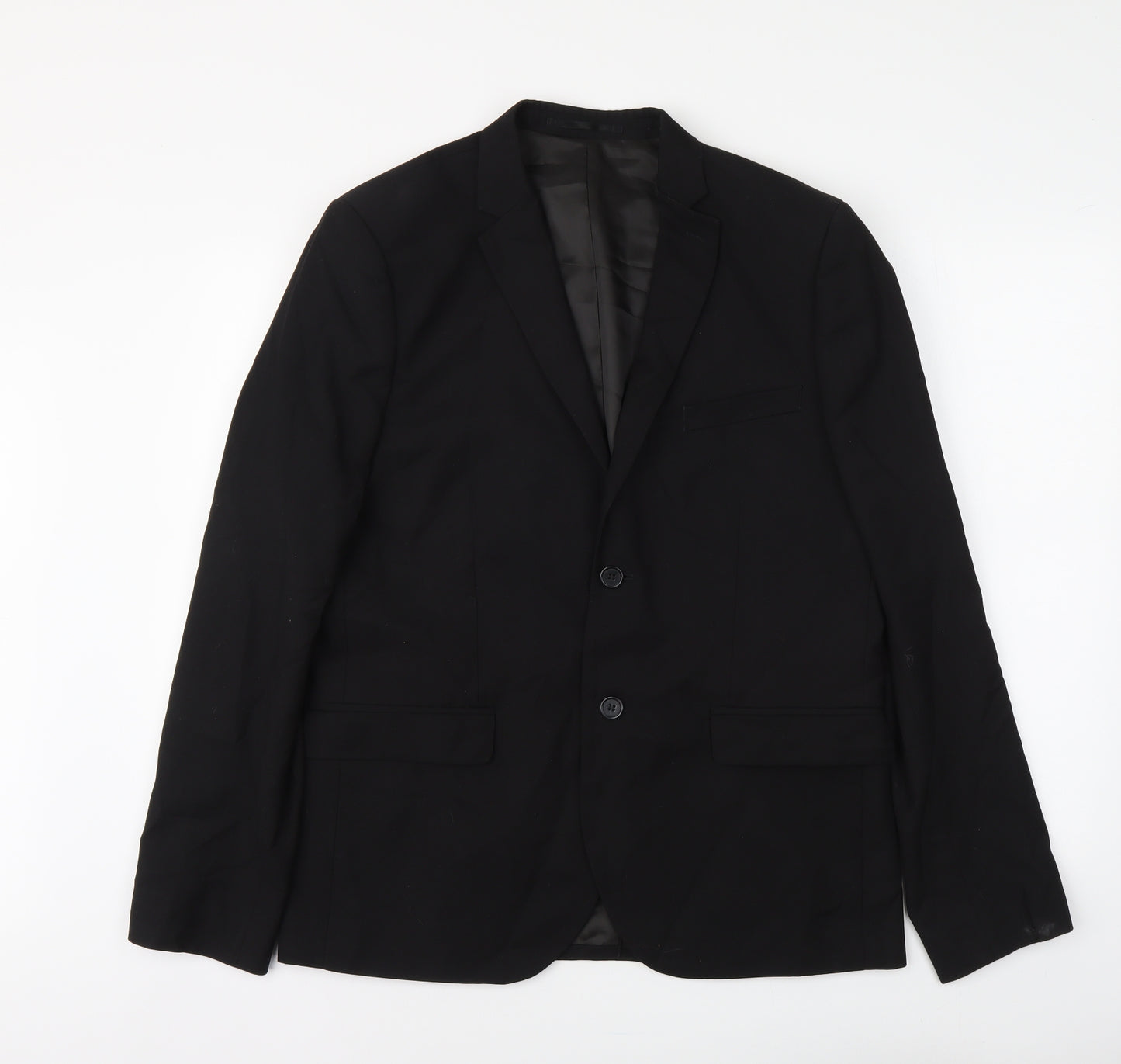 H&M Mens Black Polyester Jacket Suit Jacket Size L