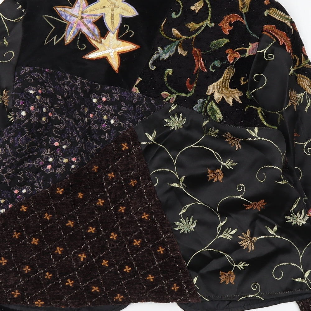 Indigo Moon Womens Black Geometric Gilet Jacket Size M Button