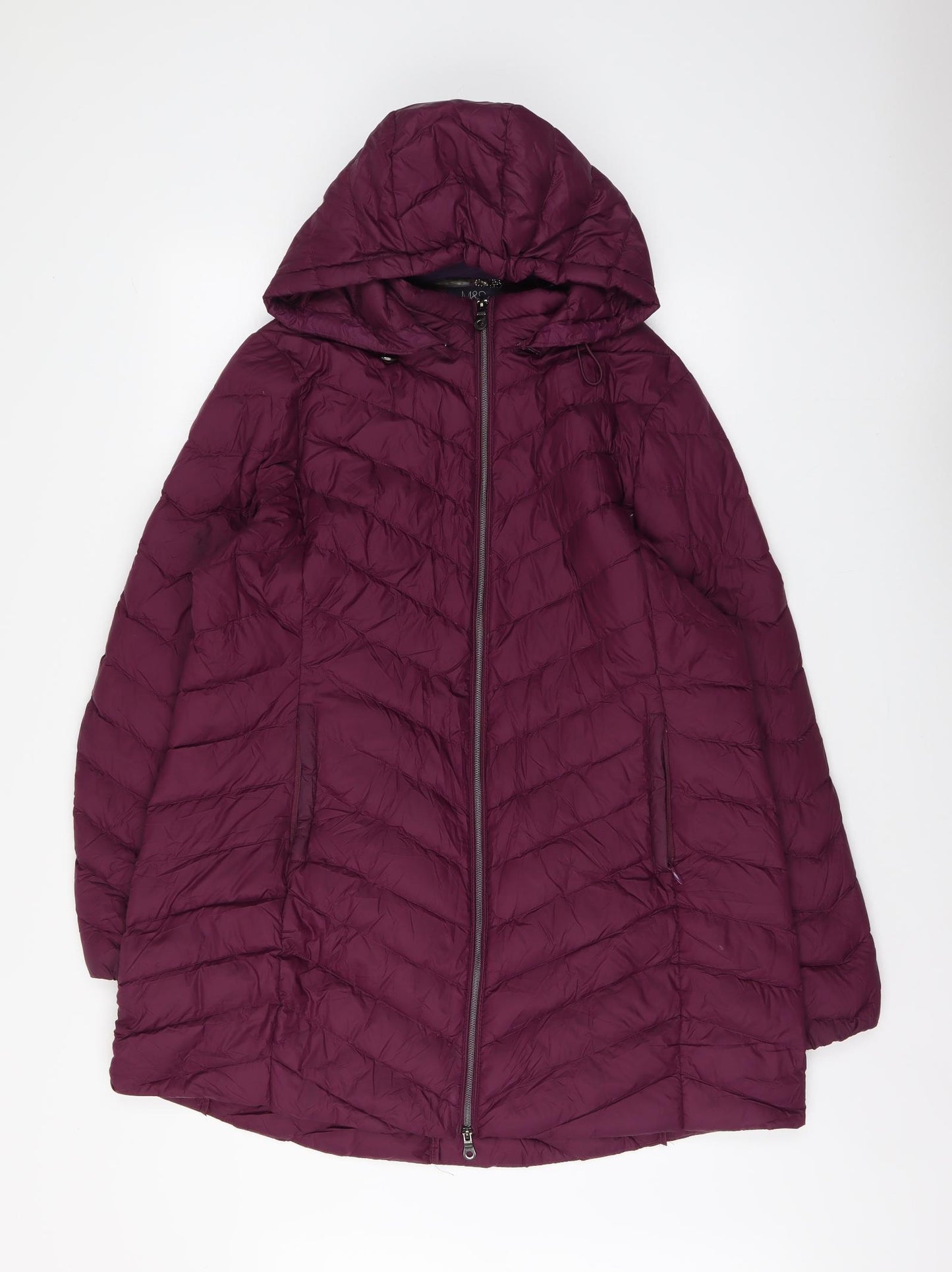 Marks and Spencer Womens Purple Quilted Jacket Size 18 Zip