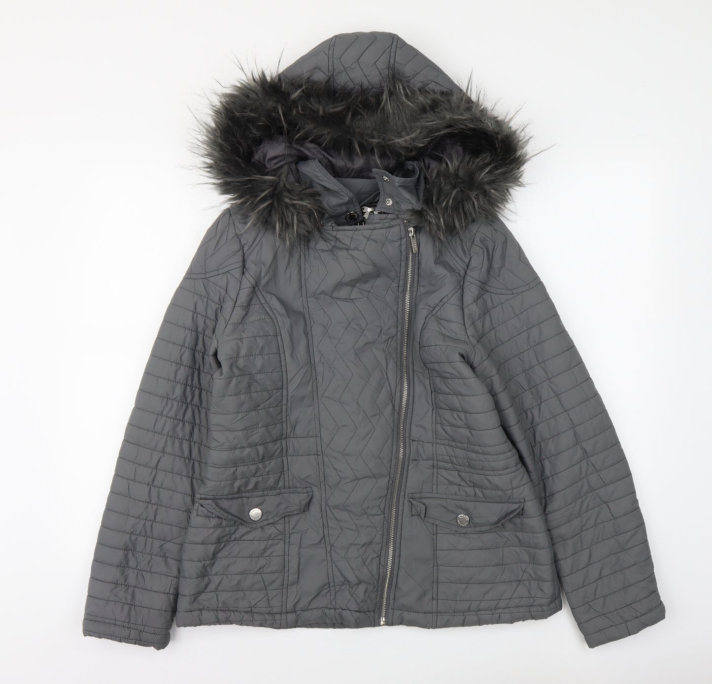 Lipsy Womens Grey Jacket Size 14 Zip