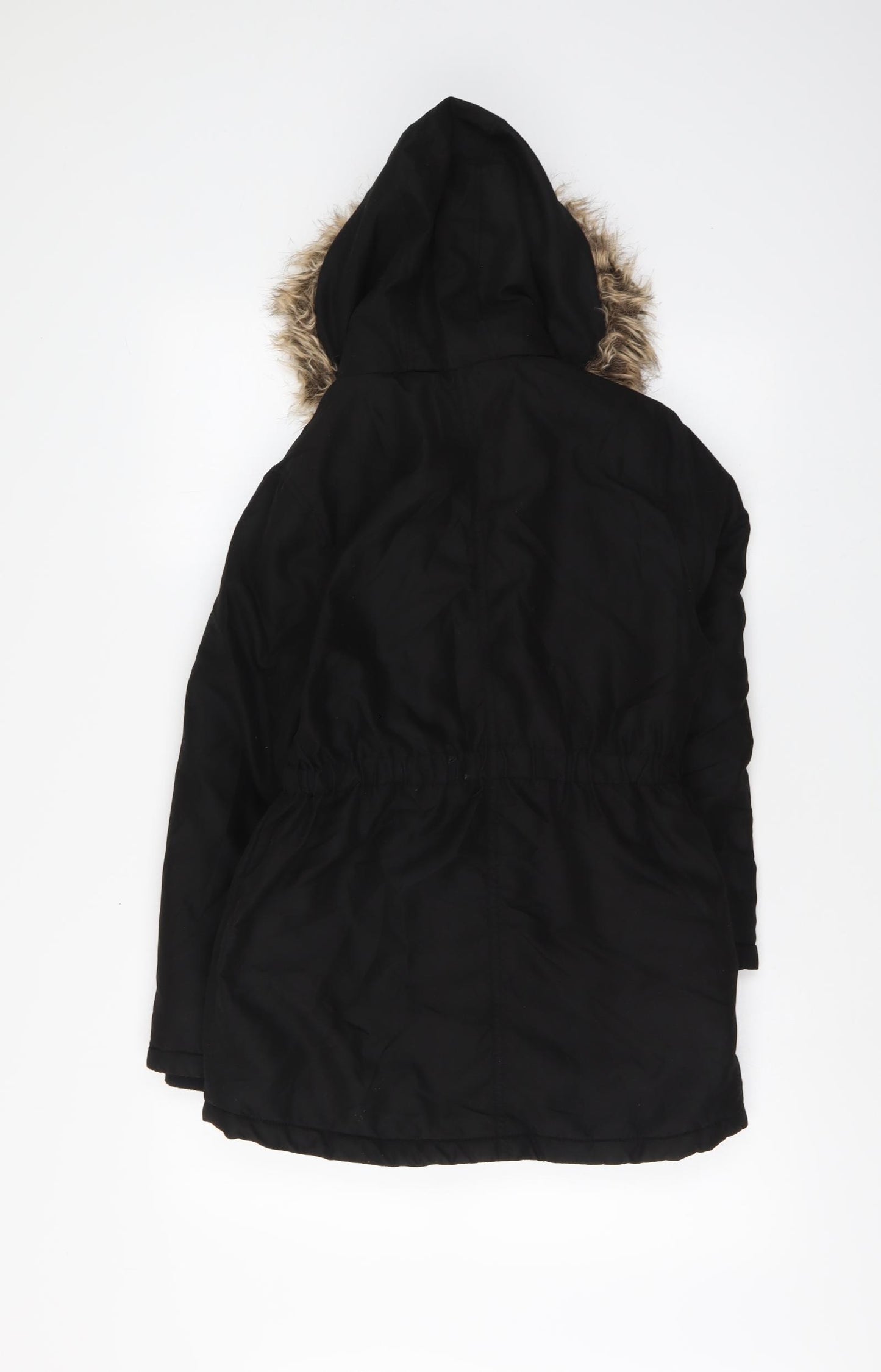 George Girls Black Parka Jacket Size 10-11 Years Zip