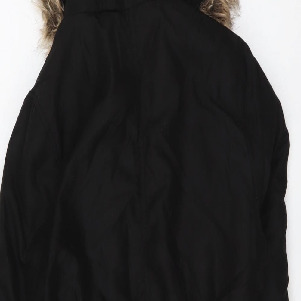 George Girls Black Parka Jacket Size 10-11 Years Zip