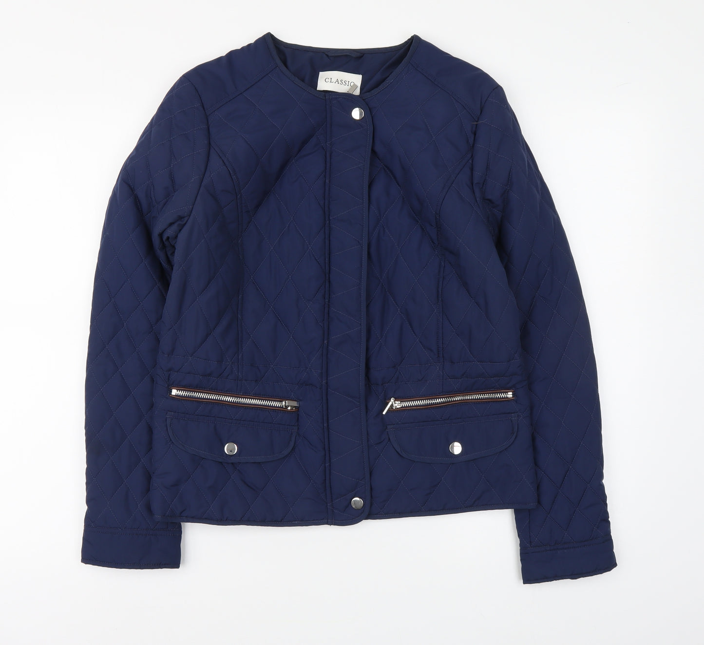 Marks and Spencer Womens Blue Quilted Jacket Size 10 Zip