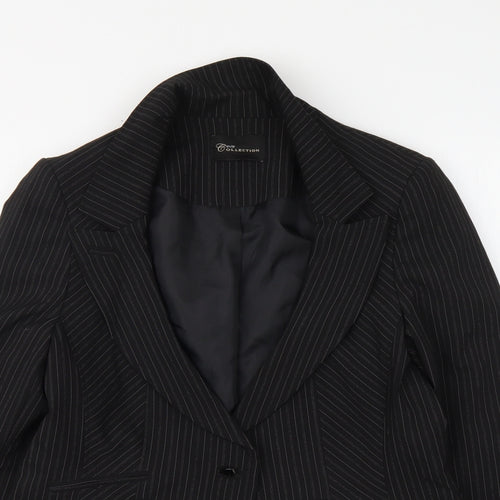 Evie Womens Black Striped Polyester Jacket Suit Jacket Size 16
