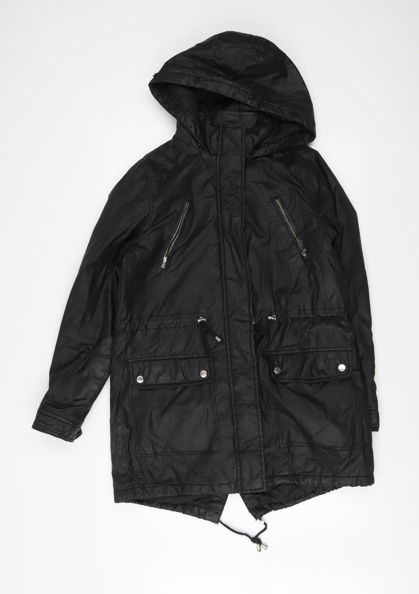 Papaya Womens Black Parka Jacket Size 12 Zip