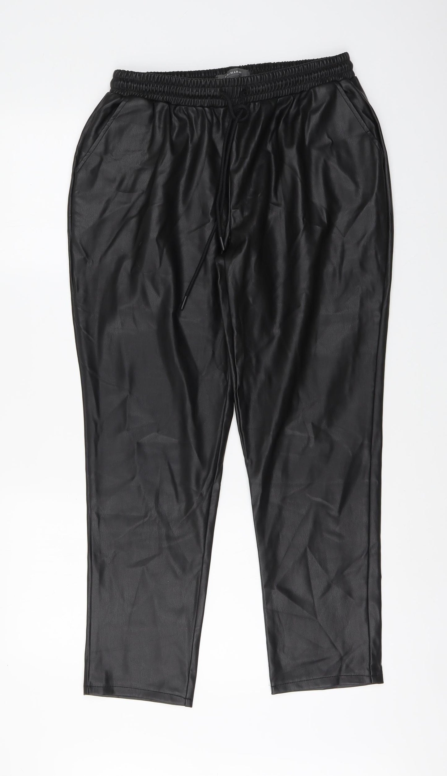 Primark Womens Black Polyester Sweatpants Trousers Size 12 L27 in Regular Button