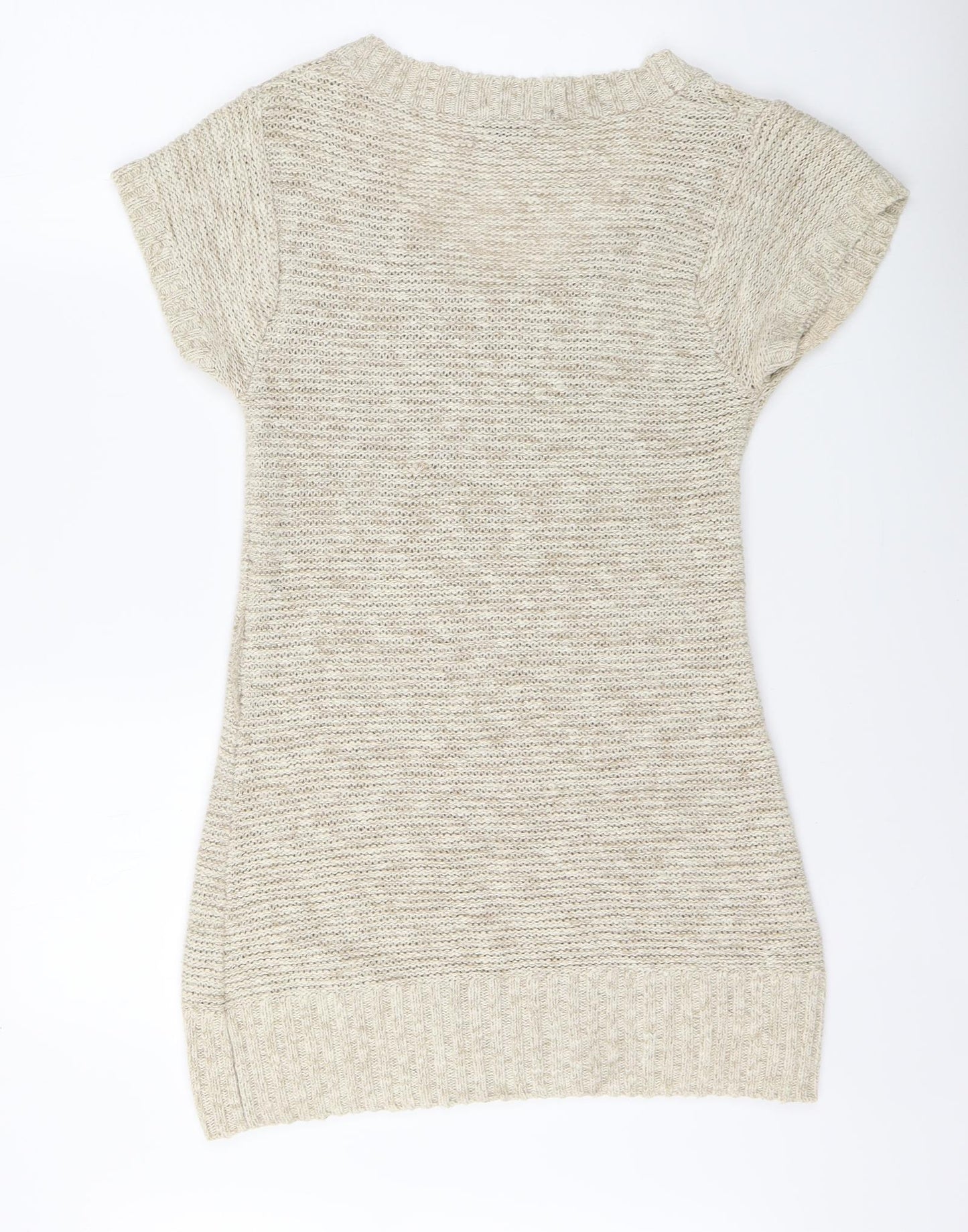 Papaya Womens Beige Scoop Neck Cotton Pullover Jumper Size 14