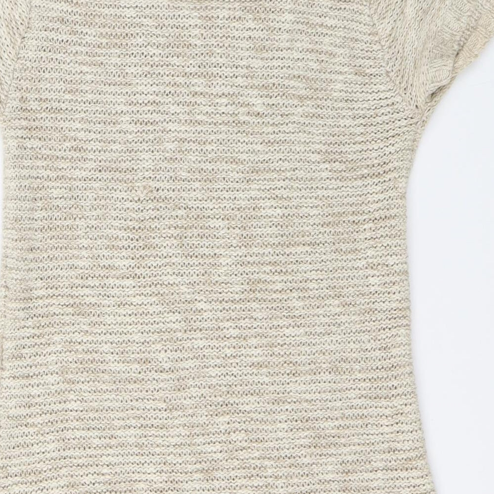 Papaya Womens Beige Scoop Neck Cotton Pullover Jumper Size 14