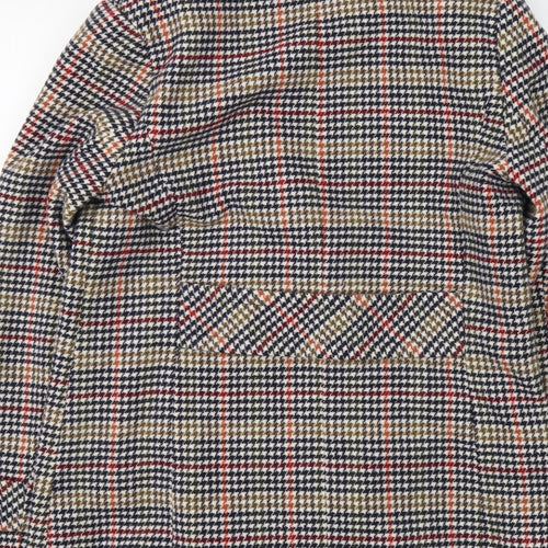 Debenhams Womens Multicoloured Herringbone Pea Coat Jacket Size 12 Button