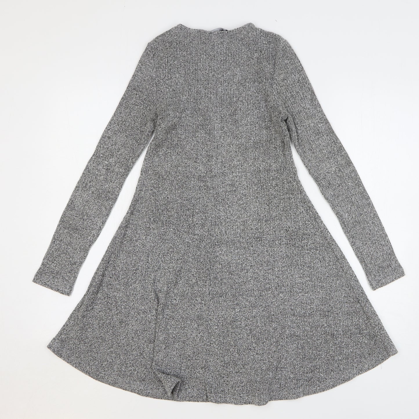 New Look Womens Grey Polyester Jumper Dress Size 6 V-Neck Pullover