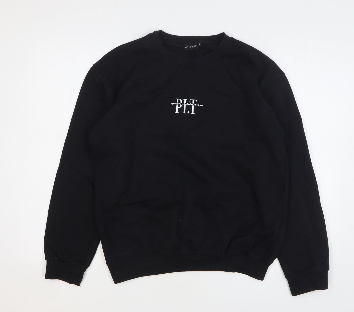 PRETTYLITTLETHING Womens Black Polyester Pullover Sweatshirt Size S Pullover