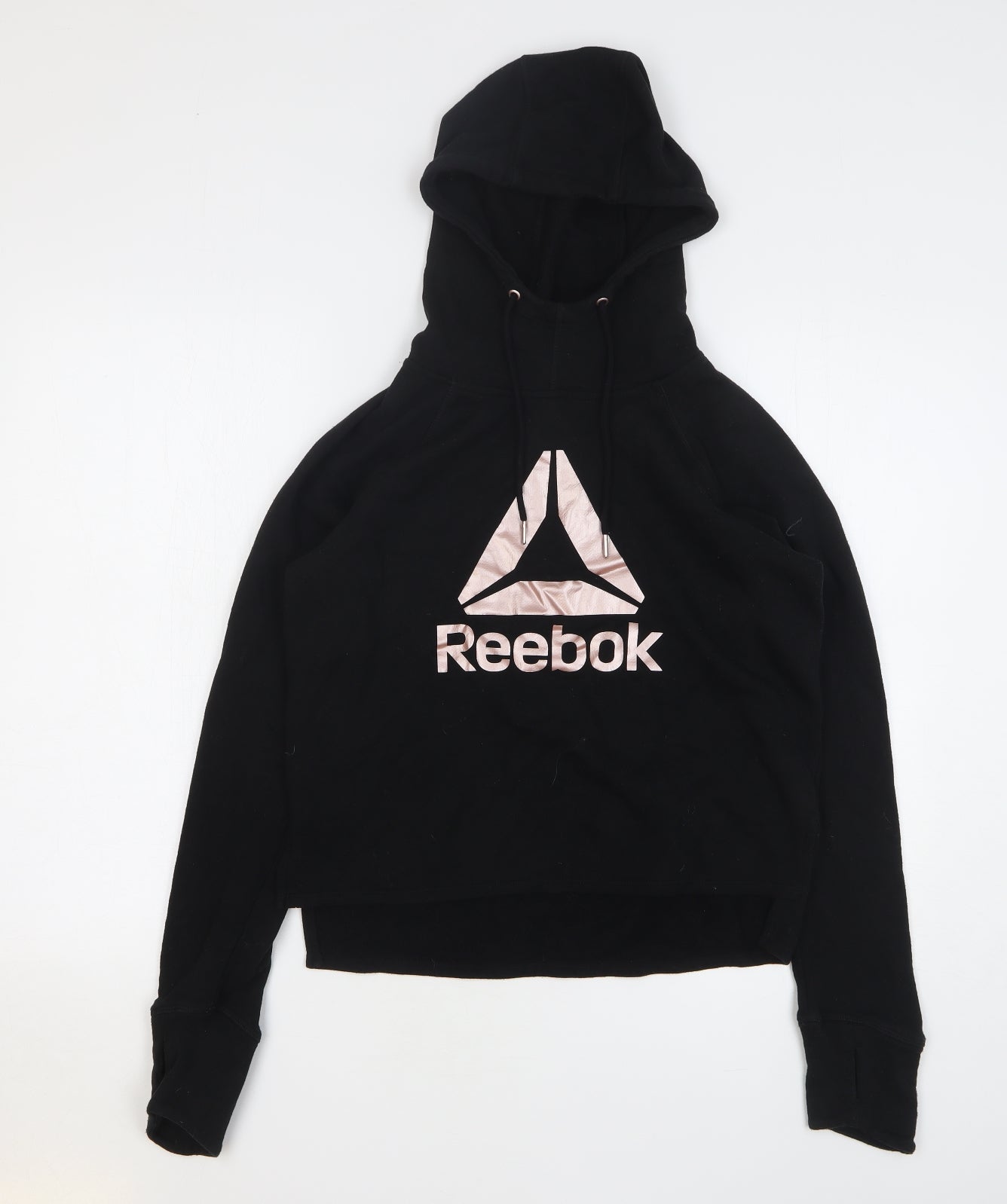 Reebok Womens Black Cotton Pullover Hoodie Size S Pullover - Cropped