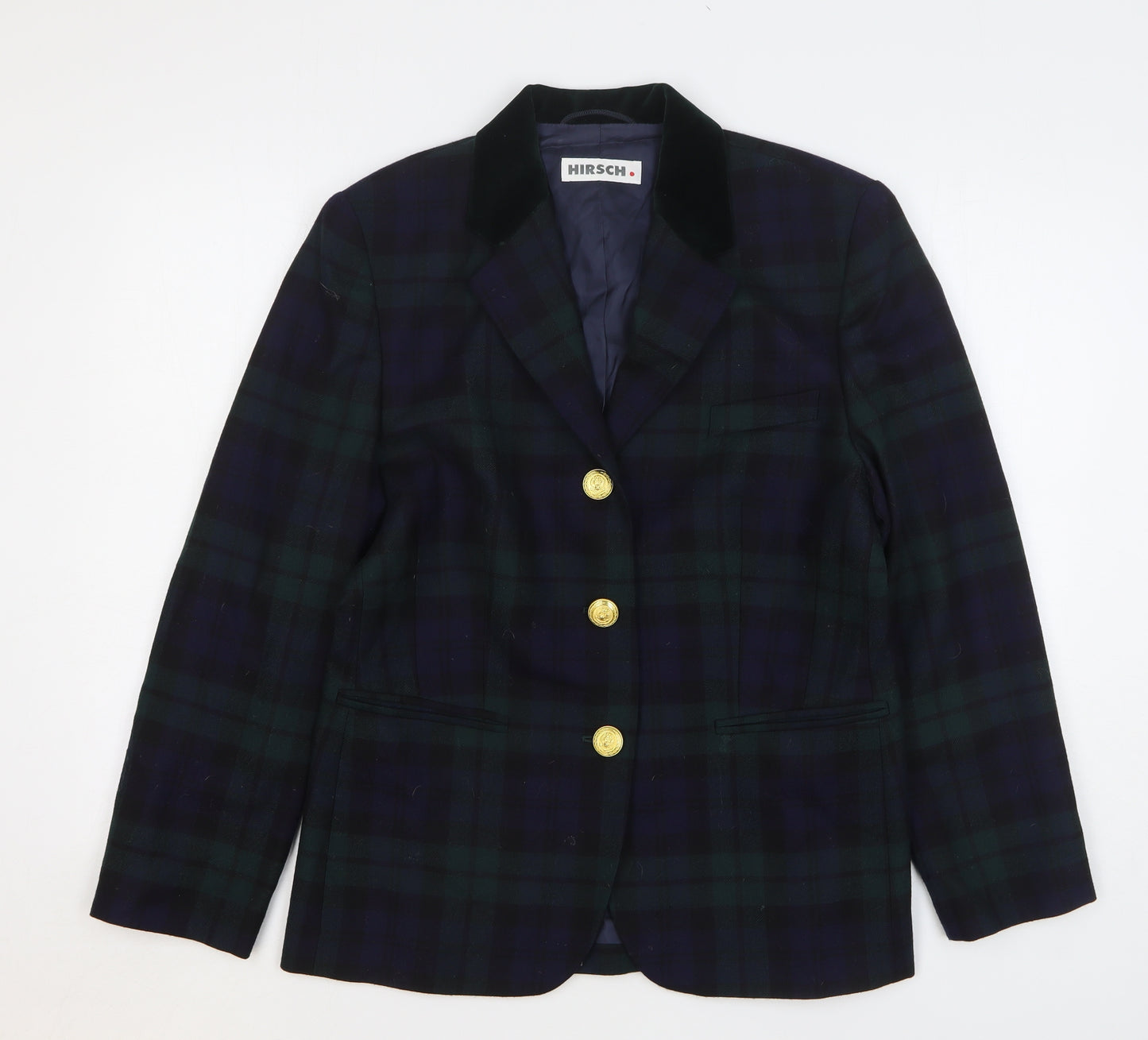 Hirsch Womens Green Plaid Wool Jacket Suit Jacket Size 14