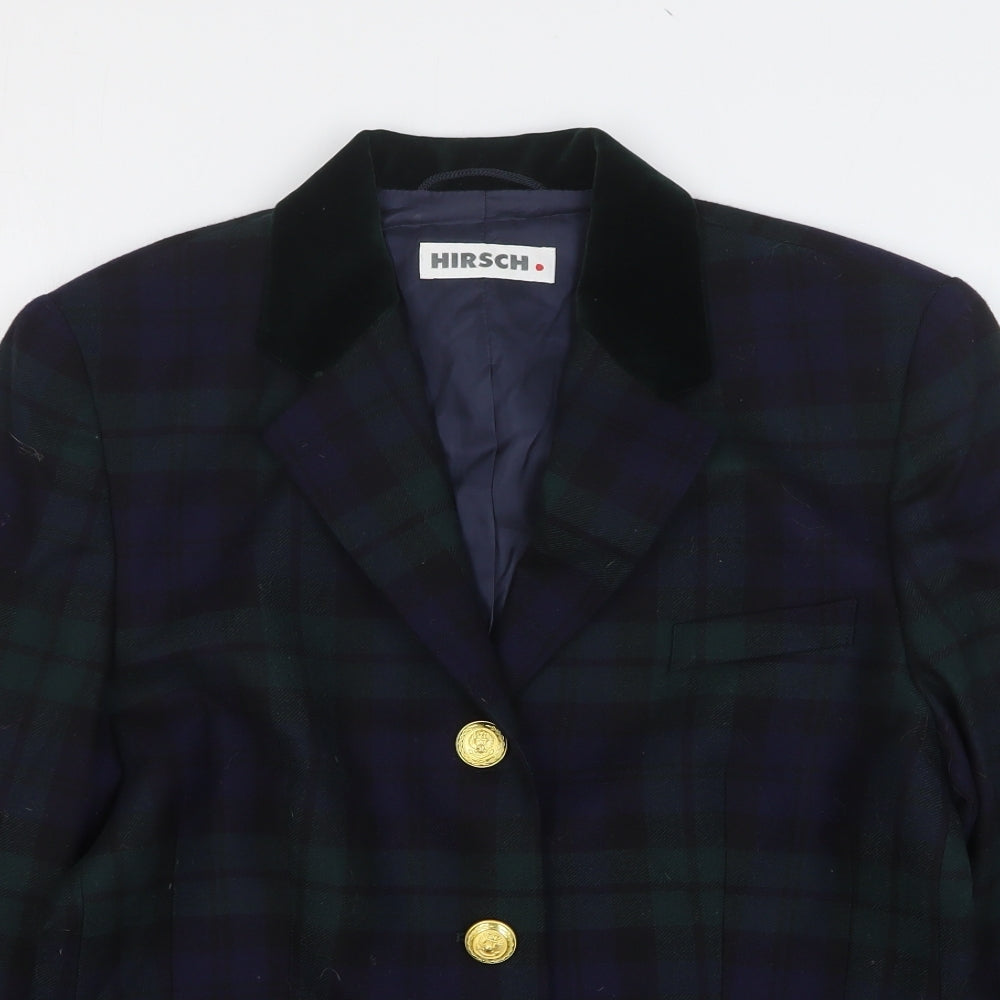 Hirsch Womens Green Plaid Wool Jacket Suit Jacket Size 14