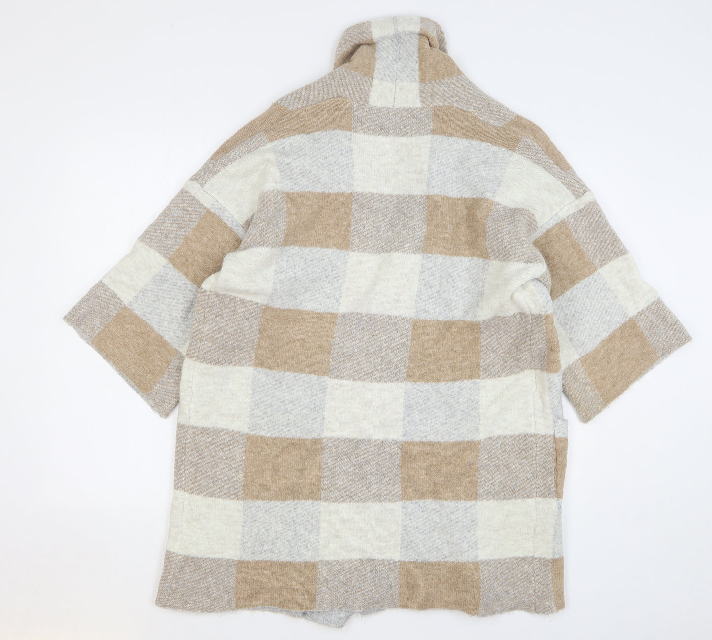 Marks and Spencer Womens Multicoloured V-Neck Check Acrylic Cardigan Jumper Size M