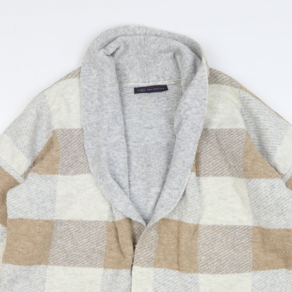 Marks and Spencer Womens Multicoloured V-Neck Check Acrylic Cardigan Jumper Size M