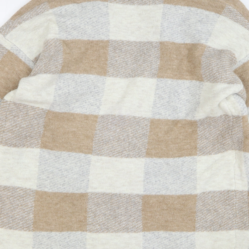Marks and Spencer Womens Multicoloured V-Neck Check Acrylic Cardigan Jumper Size M